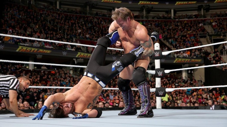 AJ Styles and Chris Jericho at WWE Fastlane 2016