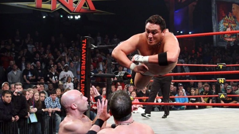 Christopher Daniels, AJ Styles, and Samoa Joe at TNA Against All Odds 2006