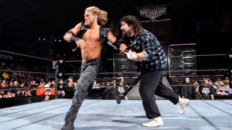 Edge and Mick Foley at WWE WrestleMania 22