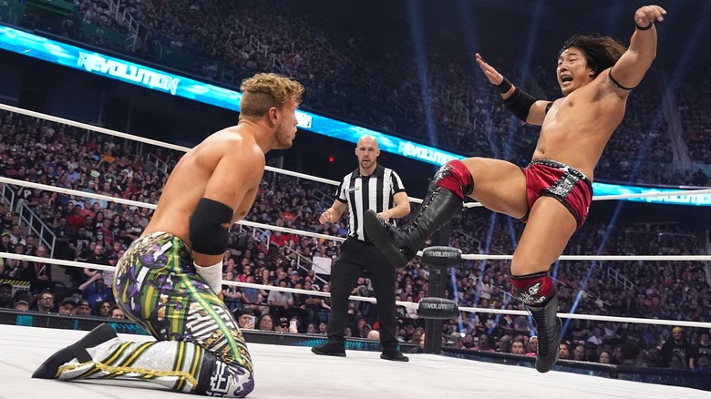 Will Ospreay and Konosuke Takeshita at AEW Revolution 2024