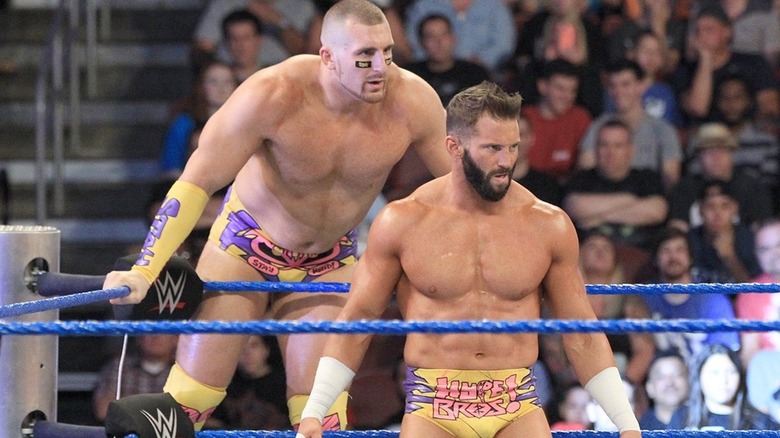 The Hype Bros standing in the ring corner