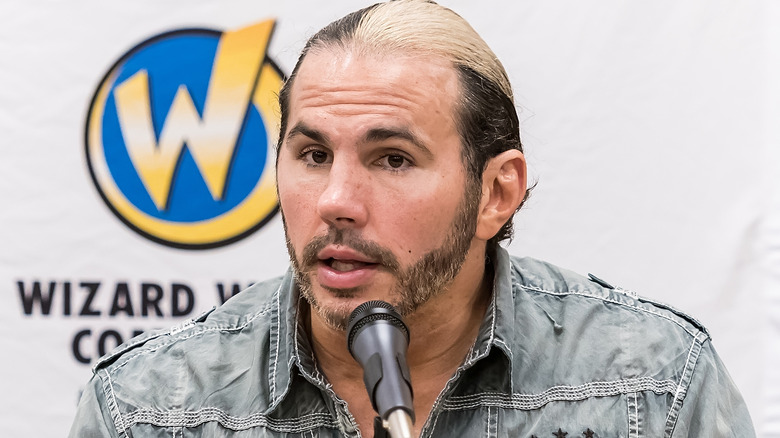 Matt Hardy talking into a microphone