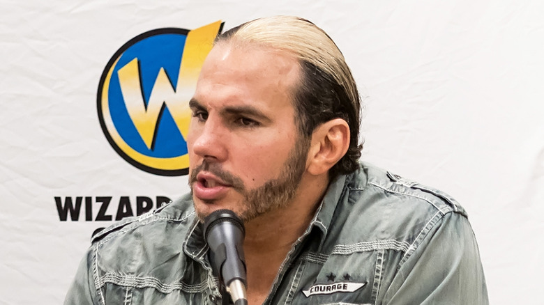 Matt Hardy talks at a comic-con
