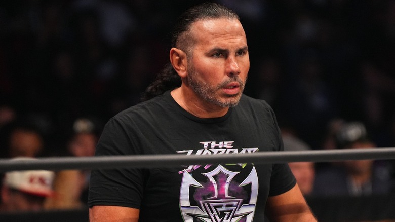 Matt Hardy looks on during an AEW show