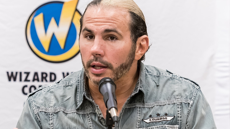 Matt Hardy speaks on a panel.