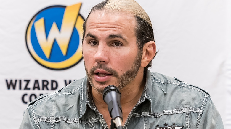 Matt Hardy talking into a microphone