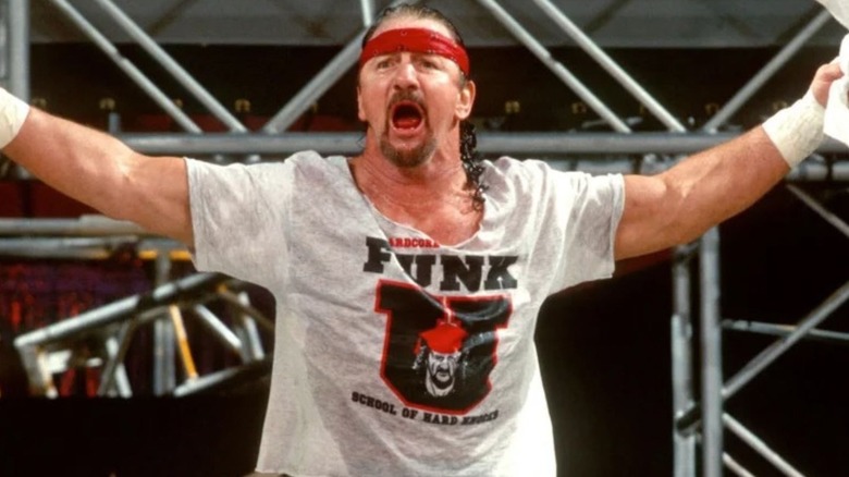 Terry Funk heads to the ring for a match
