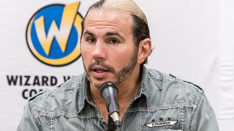 Matt Hardy talking into a microphone