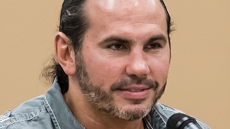 Hardy at a convention panel