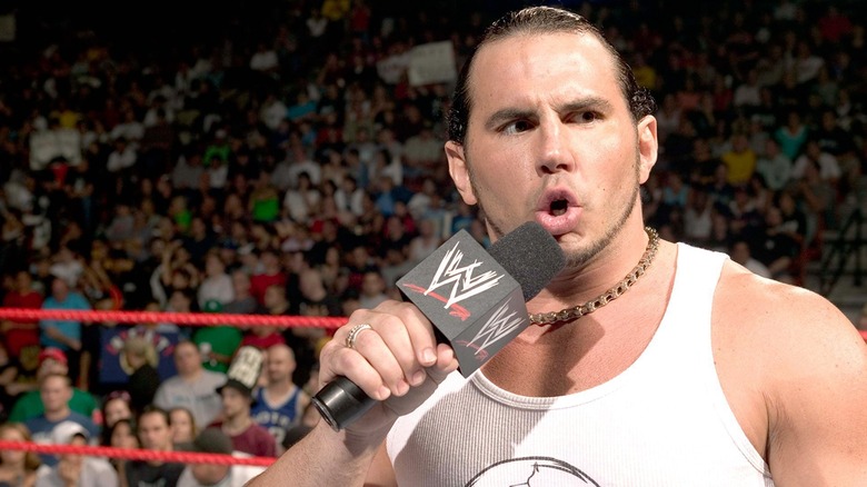 Matt Hardy cutting a promo in ring following his return to WWE. July, 2005.