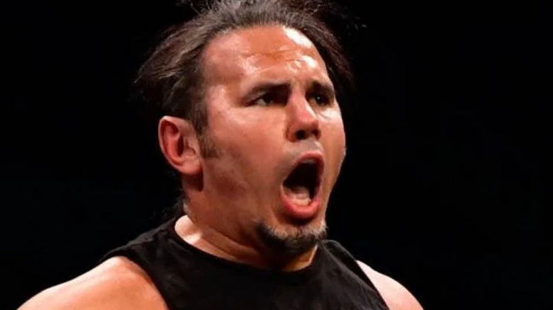 Matt Hardy poses for the crowd during a match
