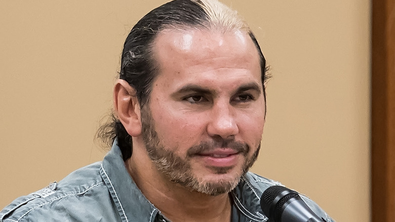 Matt Hardy talking into microphone