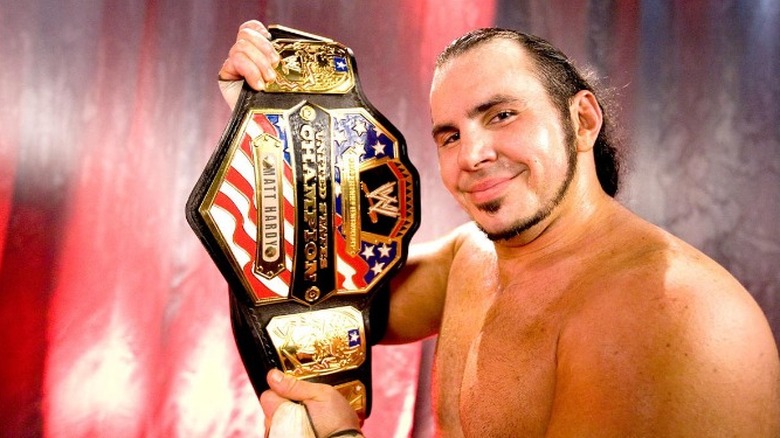 Matt Hardy posing with the United States title
