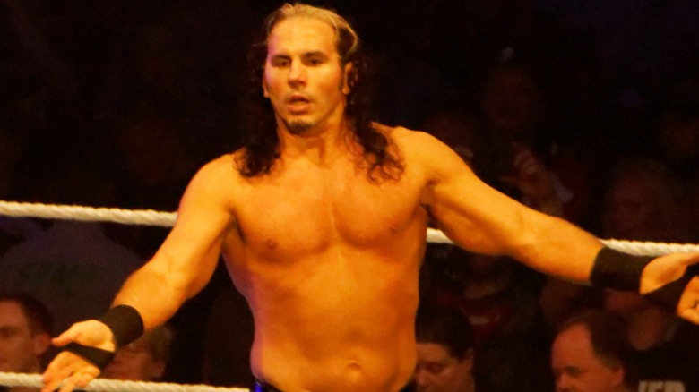 Matt Hardy looks out from the turnbuckles