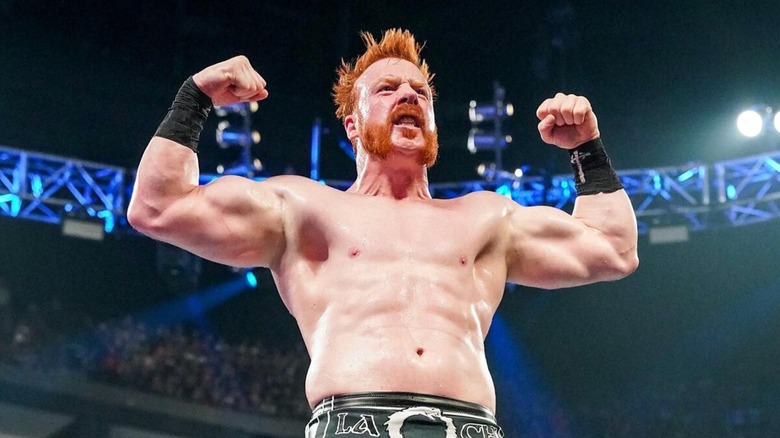 Sheamus flexing in WWE