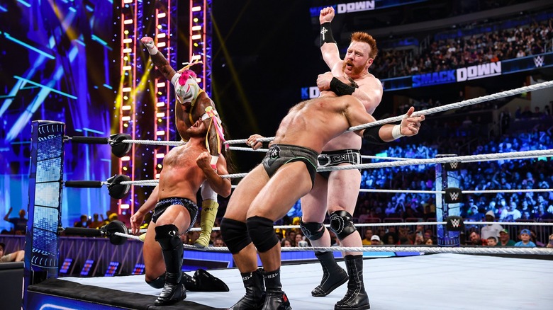 Rey Mysterio, Cameron Grimes, LA Knight, and Sheamus battle on WWE SmackDown
