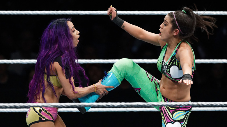 Mercedes Mone catches Bayley's foot