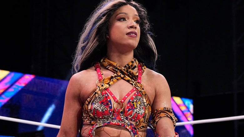 Mercedes Mone wearing animal print ring gear