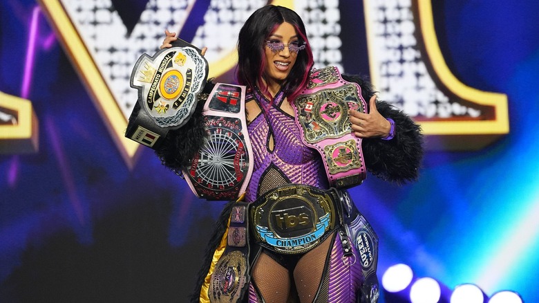 Mercedes Mone with her titles