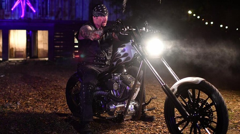 The Undertaker moments after the end of the Boneyard Match at WrestleMania 36.