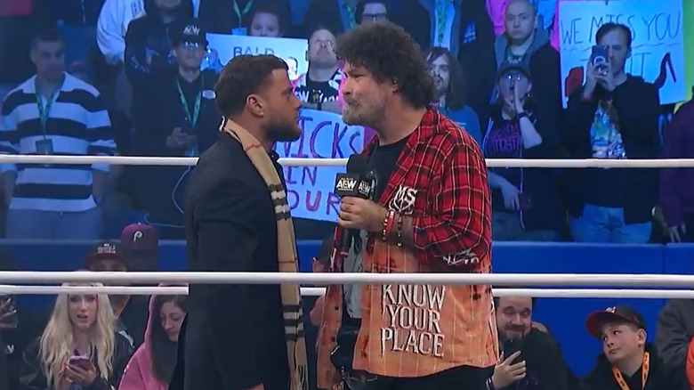 MJF and Mick Foley exchange words