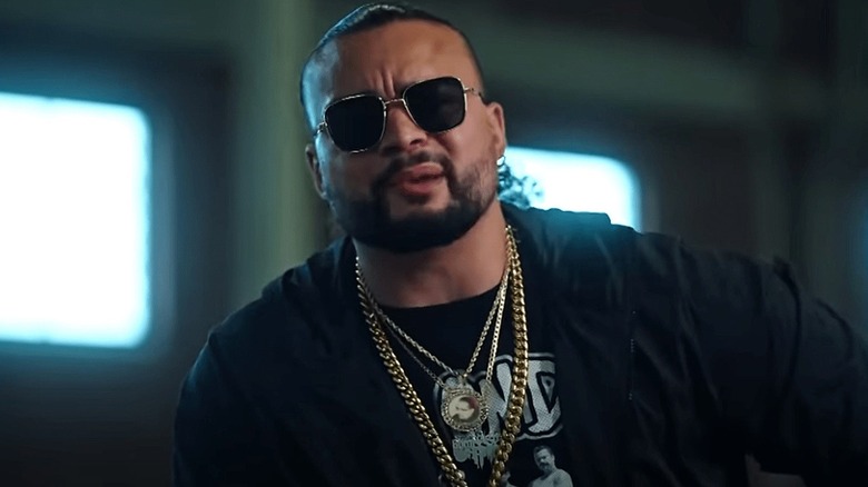 Mike Santana backstage during a promo segment in AEW.