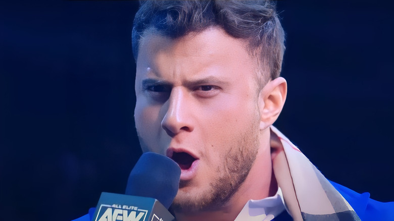 MJF talking into a microphone