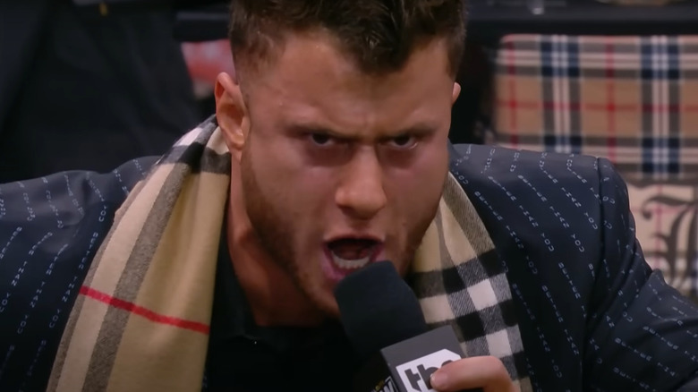 MJF shouting into a microphone