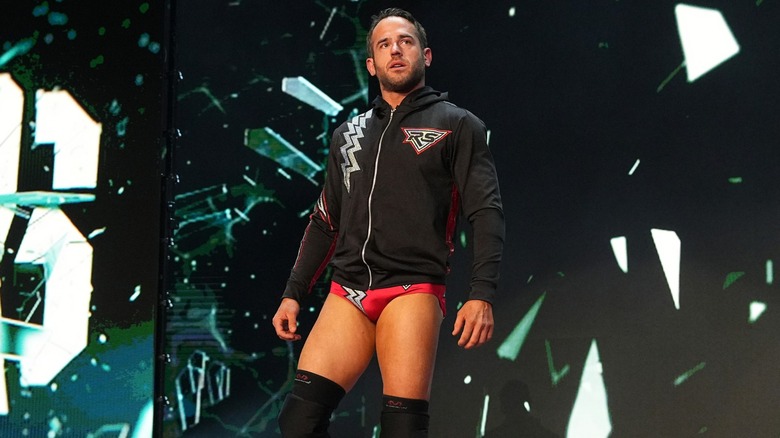 Roderick Strong looks on during his AEW entrance