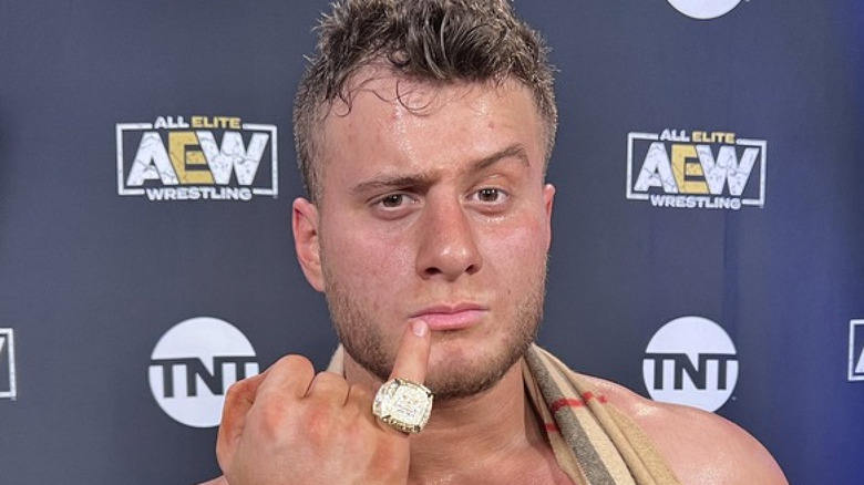 MJF showing off his diamond ring
