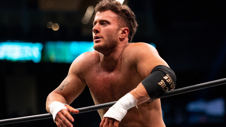 MJF with arms over top rope
