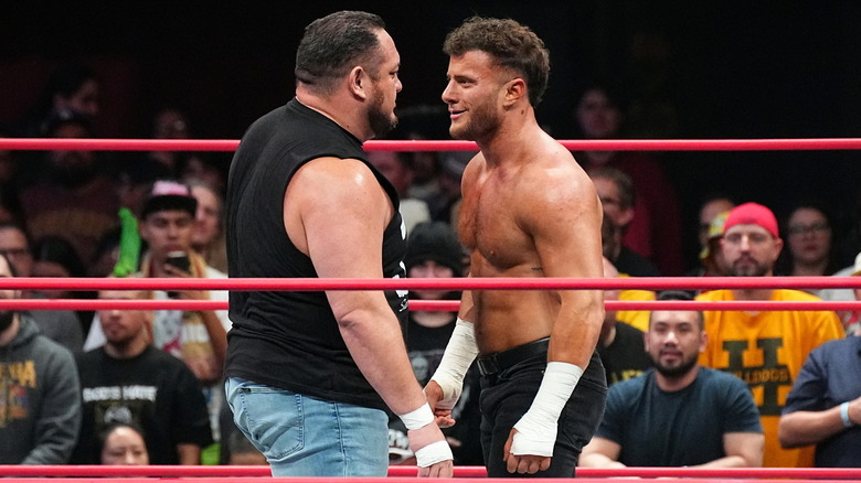 Samoa Joe and MJF stare each other down