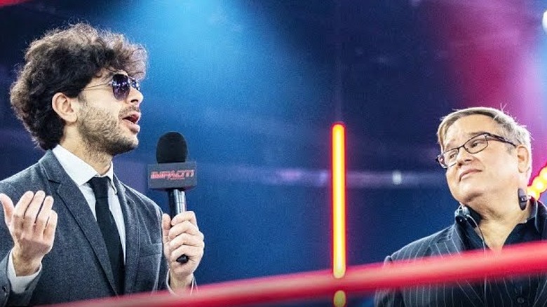 AEW President Tony Khan chimes in on what his company wants while former Impact/TNA President Scott D'Amore listens