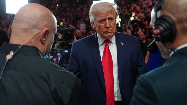 Donald Trump visits the UFC 327 commentary booth