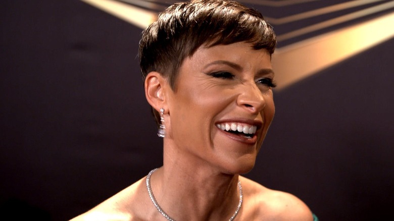 Molly Holly being interviewed 
