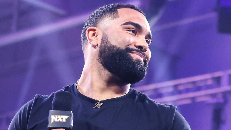 Gable Steveson smiling will appearing on "WWE NXT"
