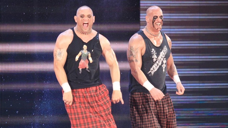 The Headbangers during their return to WWE in a 