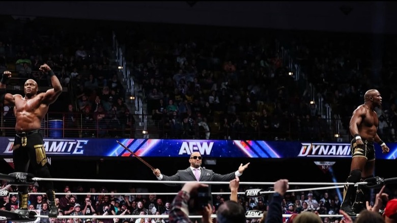 The Hurt Syndicate pose in front of a sold out crowd in AEW