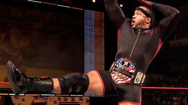 MVP hits his signature "ballin'" pose ahead of a WWE Men's United States Championship title defense