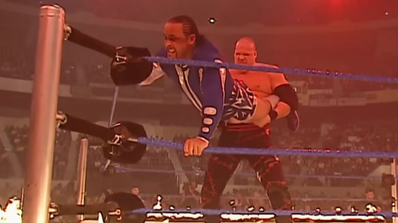 Kane and MVP wrestling in Inferno match