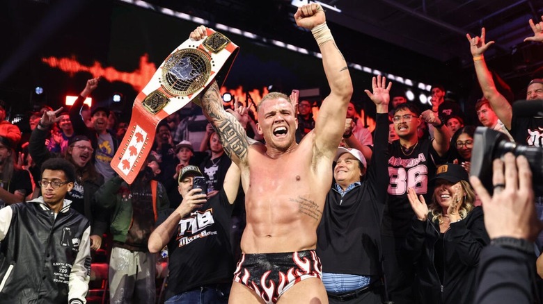 Myles Borne celebrating his NXT North American title win