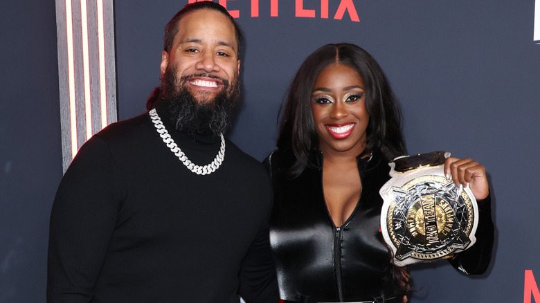 Jimmy Uso and Naomi smiling