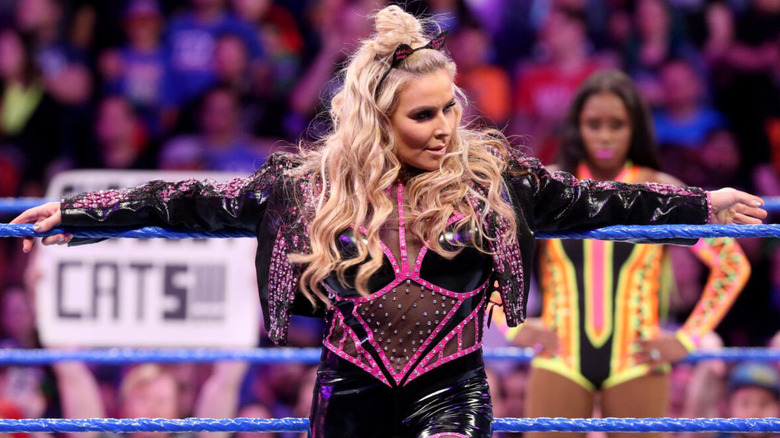 Natalya posing on the ring apron