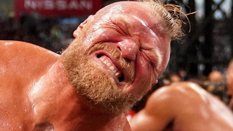 Brock Lesnar wincing