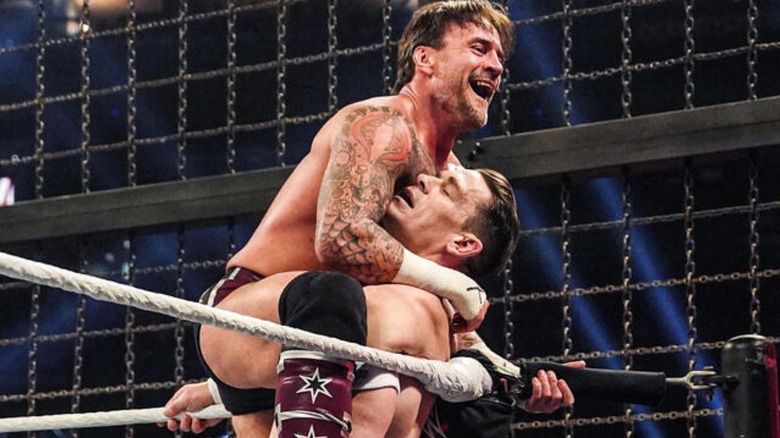 CM Punk and John Cena at WWE Elimination Chamber 2025