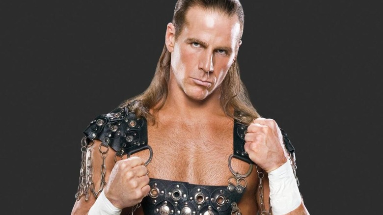 Shawn Michaels poses for a backstage photoshoot.