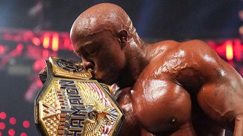 Bobby Lashley Kisses His WWE US Tittle