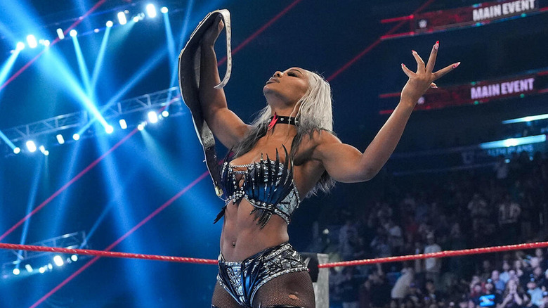 Jade Cargill posing with the WWE Women's Championship