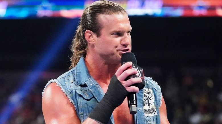 Dolph Ziggler (Nic Nemeth) speaking into a WWE mic