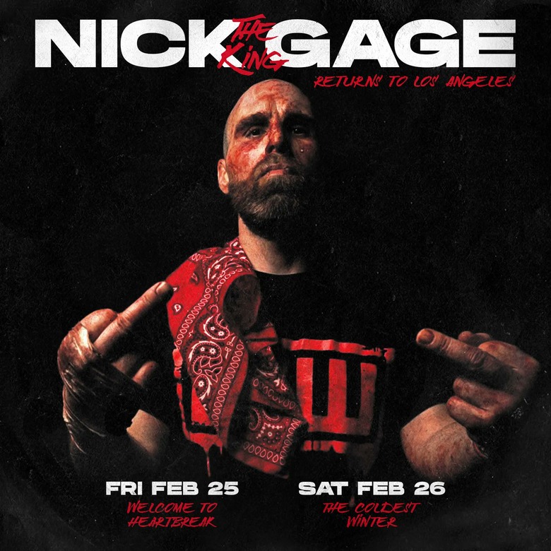 Nick Gage Wearing GCW Shirt, Bloody Face